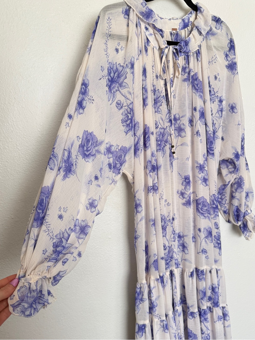Free People Feeling Groovy Floral Maxi Dress Tiered Ruffle Prairie Boho - Picture 7 of 14